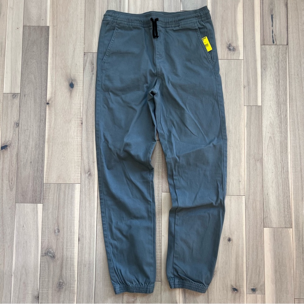 RSQ Boys Large gray blue Twill Jogger Pants black drawstring